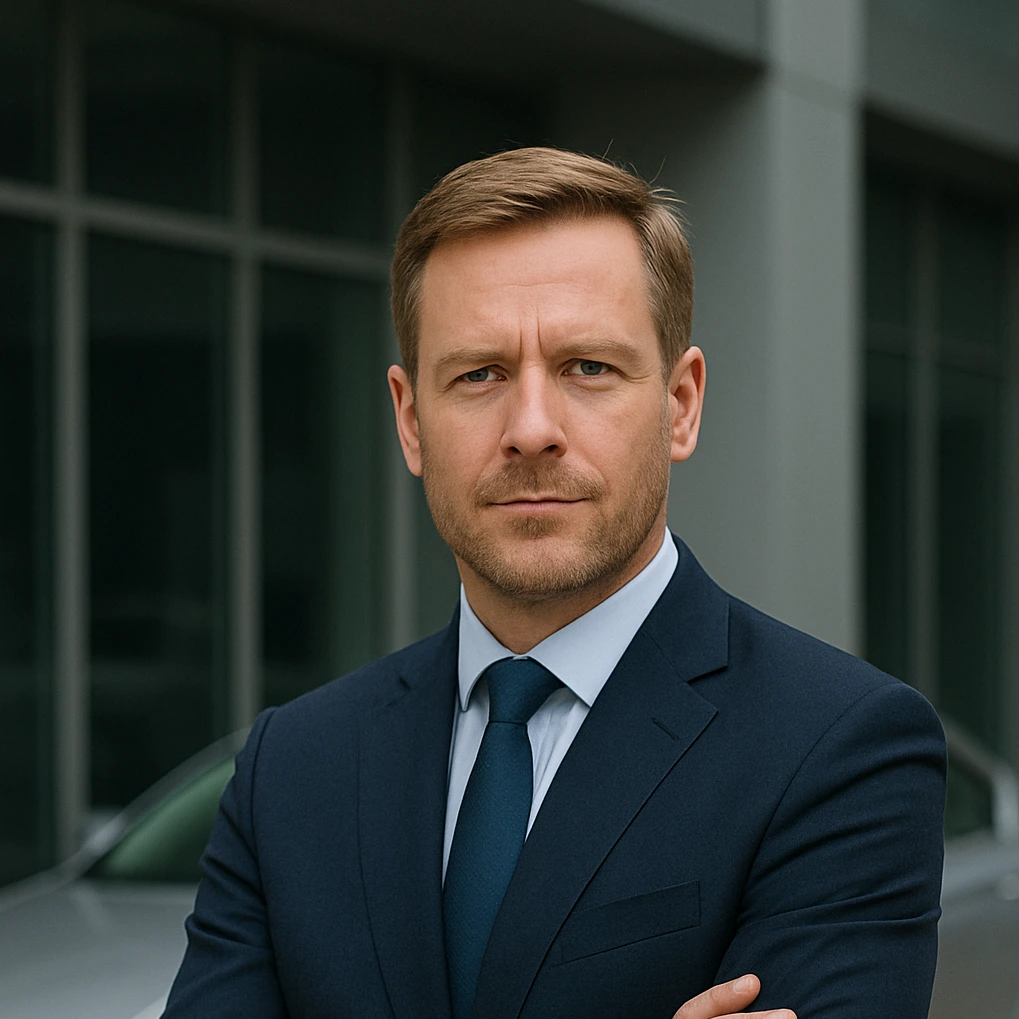 Businessman near car