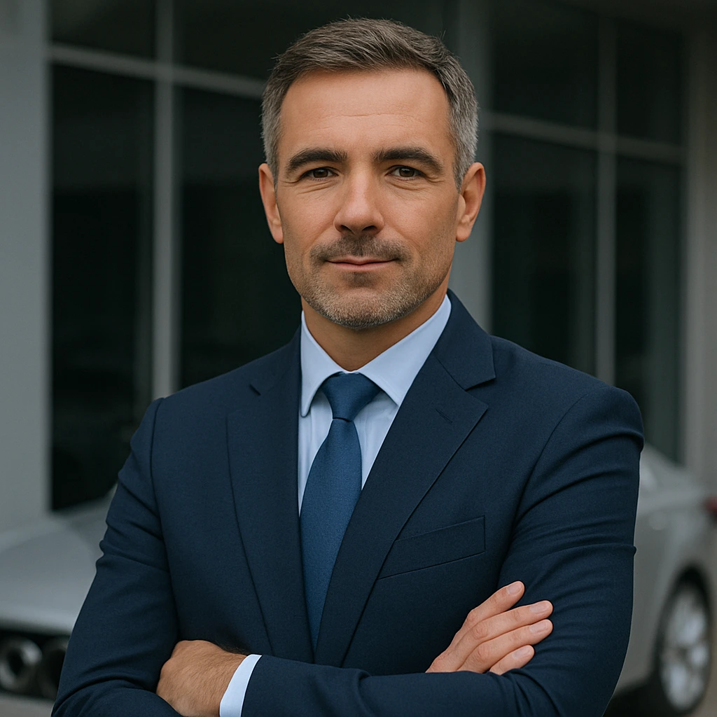 Businessman near car